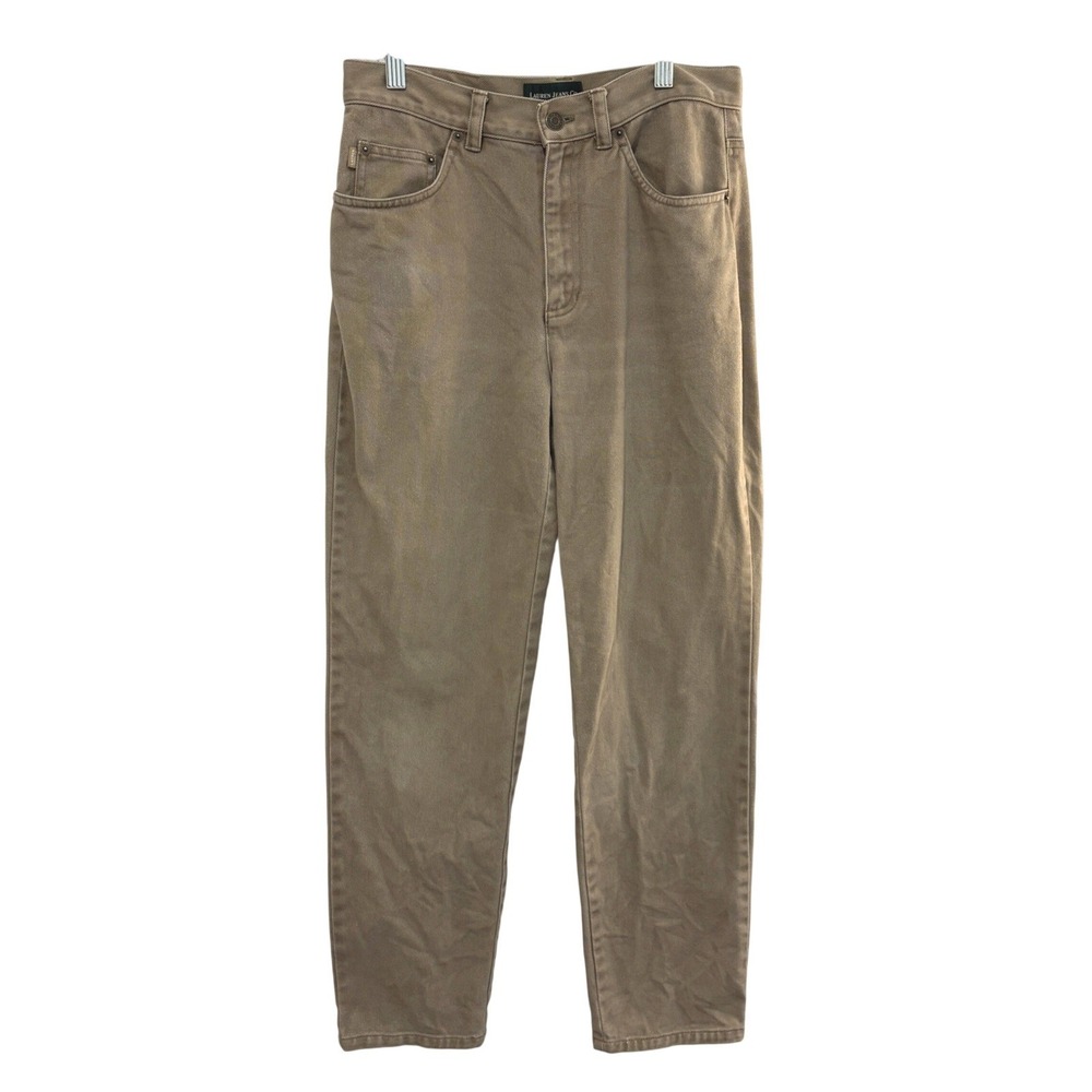 Lauren Ralph Lauren Jeans Women 8P 28x27 Tan High Waisted Straight Leg Cotton